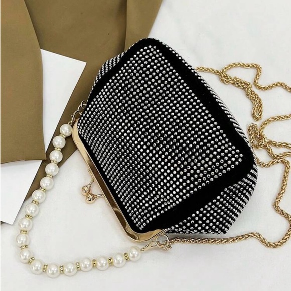 Fashionable Diamond & Chain Décor Clutch Bag With Handle - Picture 3 of 9